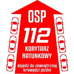 NAPIS NA ROLETY "KORYTARZ RATUNKOWY" - folia odblaskowa czerwona
